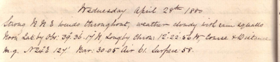 28 April 1880 journal entry